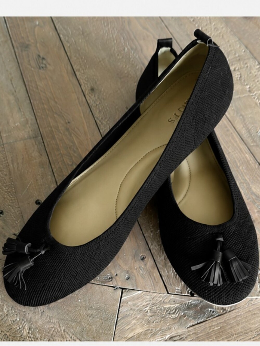 TALBOTS | Black Penelope knit tassel ballet flats women’s size 8.5 M (Nwot)
